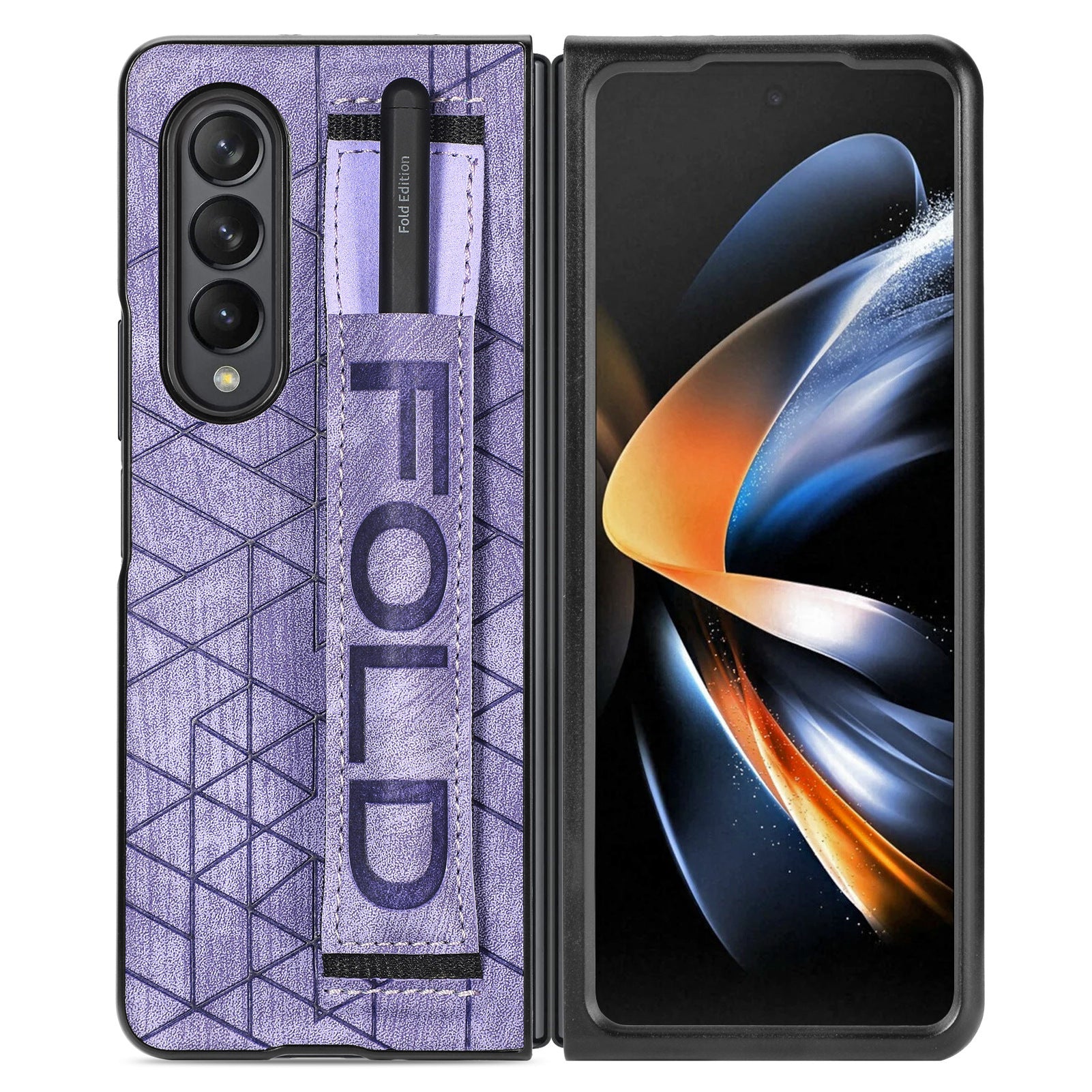 Telescopic Wristband Phone Cover for Samsung Galaxy Z Fold5 5G , PU Leather+PC Phone Case with Pen Slot