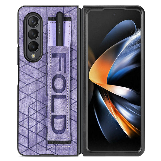 Telescopic Wristband Phone Cover for Samsung Galaxy Z Fold5 5G , PU Leather+PC Phone Case with Pen Slot