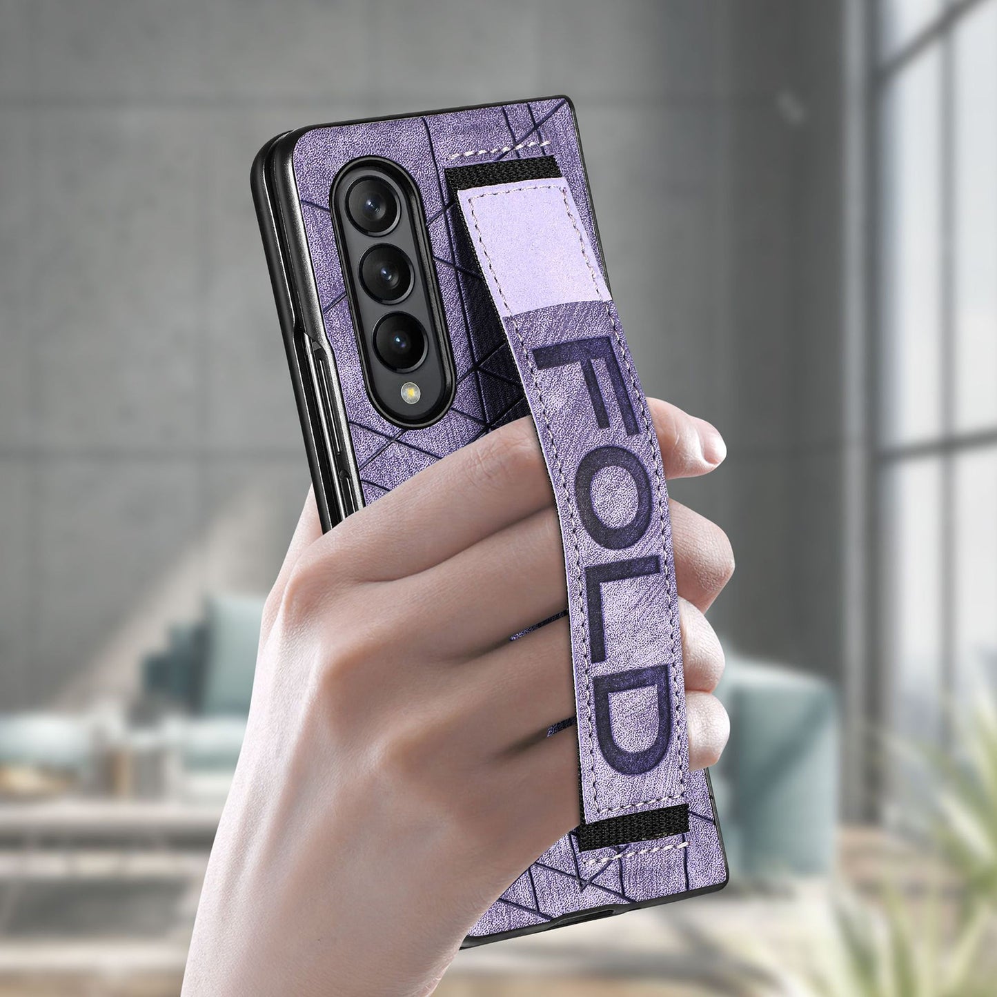 Telescopic Wristband Phone Cover for Samsung Galaxy Z Fold5 5G , PU Leather+PC Phone Case with Pen Slot