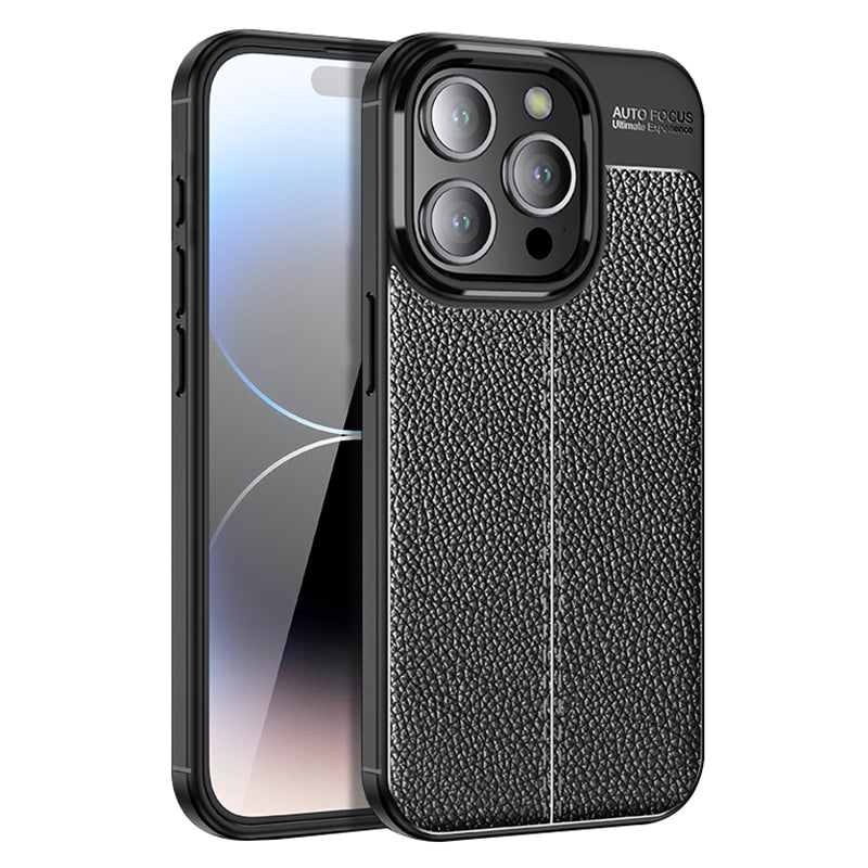 For iPhone 15 Pro Max Litchi Texture TPU Phone Case Drop-proof Back Cover