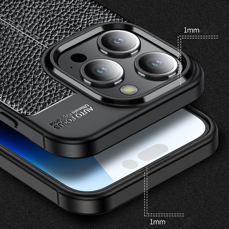 For iPhone 15 Pro Max Litchi Texture TPU Phone Case Drop-proof Back Cover