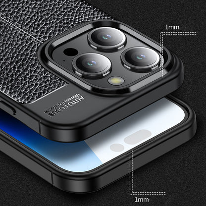 For iPhone 15 Pro Max Litchi Texture TPU Phone Case Drop-proof Back Cover