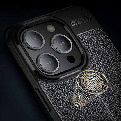 For iPhone 15 Pro Max Litchi Texture TPU Phone Case Drop-proof Back Cover