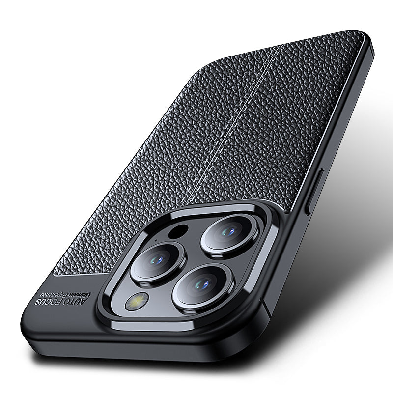 For iPhone 15 Pro Max Litchi Texture TPU Phone Case Drop-proof Back Cover