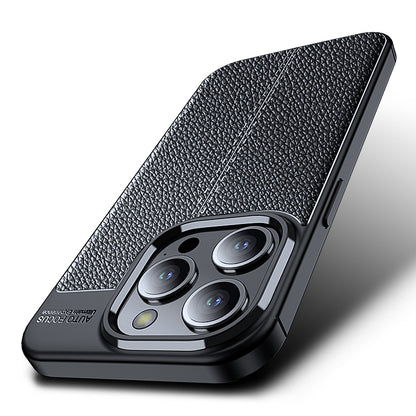 For iPhone 15 Pro Max Litchi Texture TPU Phone Case Drop-proof Back Cover