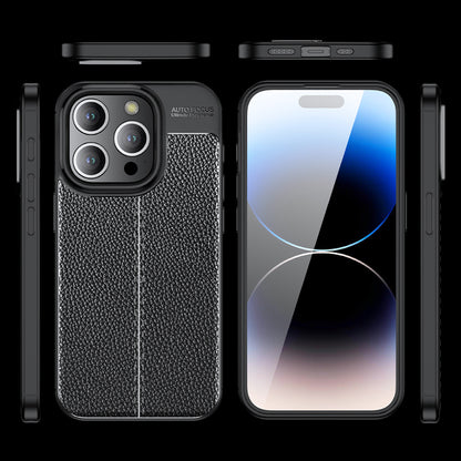 For iPhone 15 Pro Max Litchi Texture TPU Phone Case Drop-proof Back Cover
