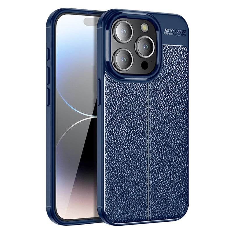 For iPhone 15 Pro Max Litchi Texture TPU Phone Case Drop-proof Back Cover