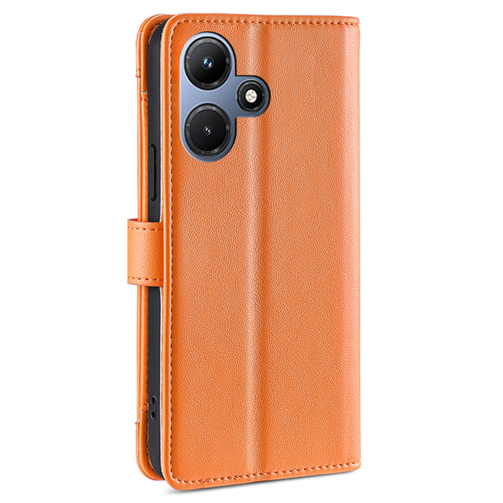 For Infinix Hot 30i Wallet Case Zipper Pocket Flip Stand PU Leather Phone Cover with Shoulder Strap and Wrist Strap