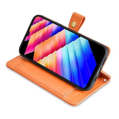 For Infinix Hot 30i Wallet Case Zipper Pocket Flip Stand PU Leather Phone Cover with Shoulder Strap and Wrist Strap