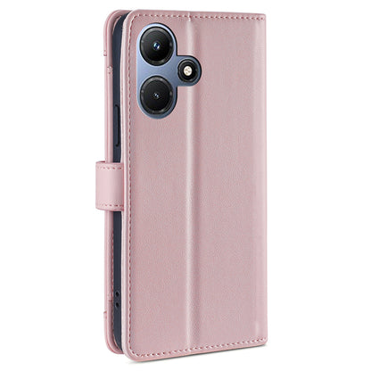 For Infinix Hot 30i Wallet Case Zipper Pocket Flip Stand PU Leather Phone Cover with Shoulder Strap and Wrist Strap