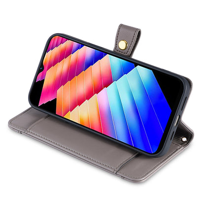 For Infinix Hot 30i Wallet Case Zipper Pocket Flip Stand PU Leather Phone Cover with Shoulder Strap and Wrist Strap