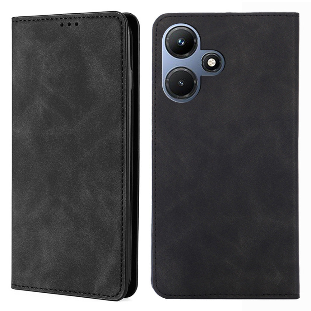 For Infinix Hot 30i Stand PU Leather Case Skin-touch Phone Cover with Card Holder