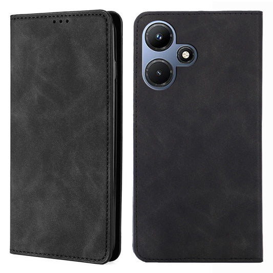 For Infinix Hot 30i Stand PU Leather Case Skin-touch Phone Cover with Card Holder