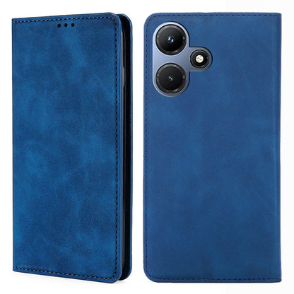 For Infinix Hot 30i Stand PU Leather Case Skin-touch Phone Cover with Card Holder