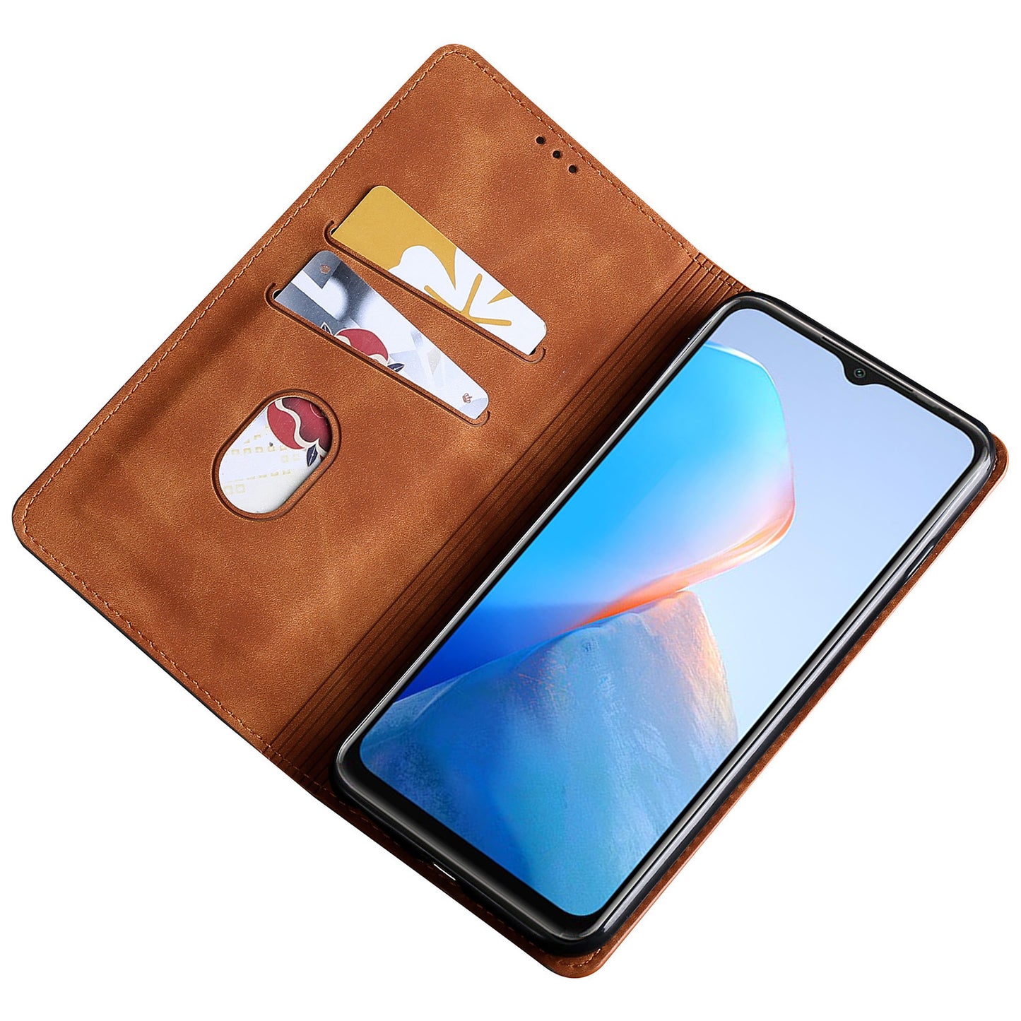For Infinix Hot 30i Stand PU Leather Case Skin-touch Phone Cover with Card Holder