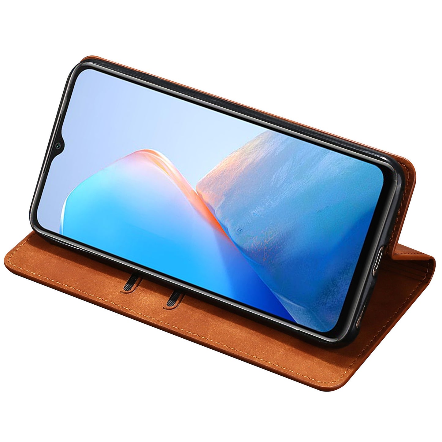 For Infinix Hot 30i Stand PU Leather Case Skin-touch Phone Cover with Card Holder