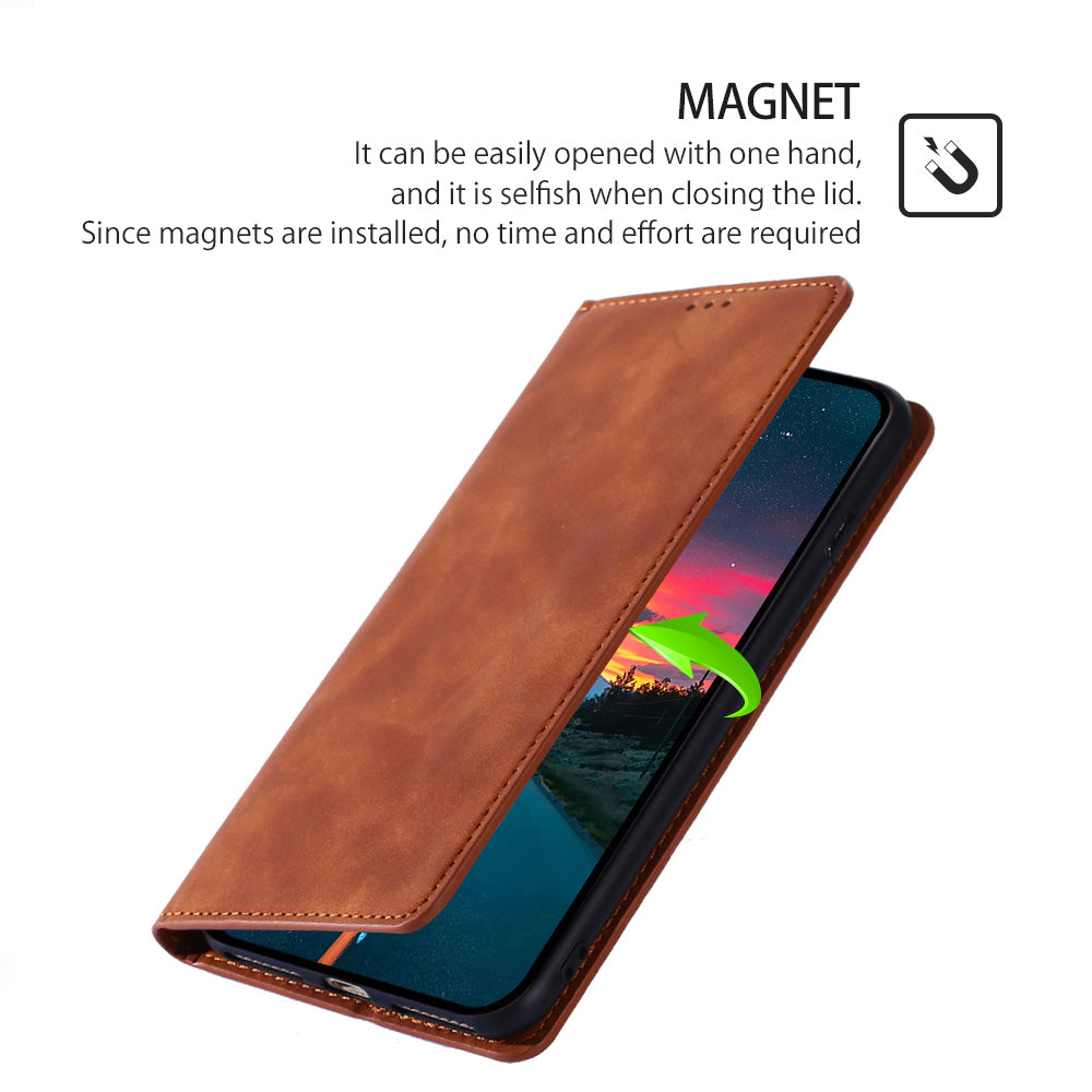 For Infinix Hot 30i Stand PU Leather Case Skin-touch Phone Cover with Card Holder