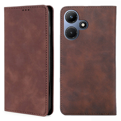 For Infinix Hot 30i Stand PU Leather Case Skin-touch Phone Cover with Card Holder