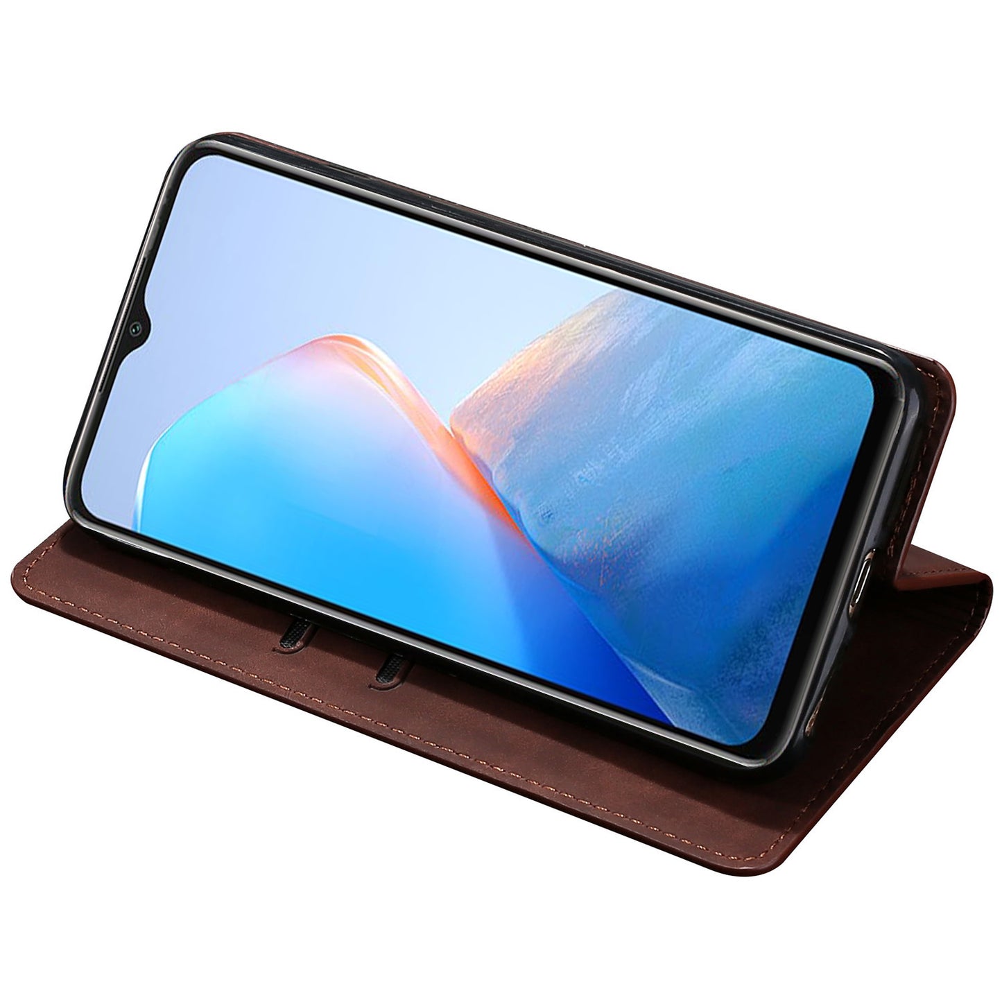 For Infinix Hot 30i Stand PU Leather Case Skin-touch Phone Cover with Card Holder