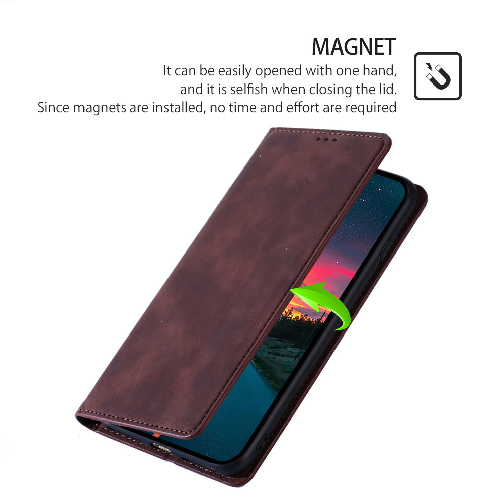 For Infinix Hot 30i Stand PU Leather Case Skin-touch Phone Cover with Card Holder
