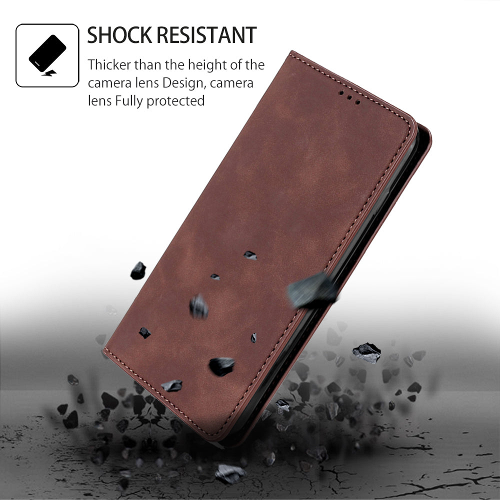For Infinix Hot 30i Stand PU Leather Case Skin-touch Phone Cover with Card Holder