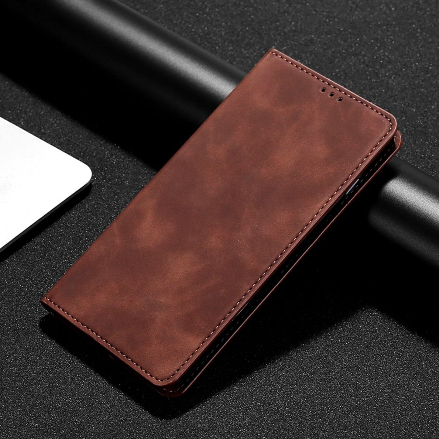 For Infinix Hot 30i Stand PU Leather Case Skin-touch Phone Cover with Card Holder