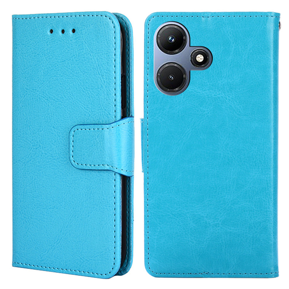 For Infinix Hot 30i Textured PU Leather Wallet Stand Case Anti-scratch Phone Cover