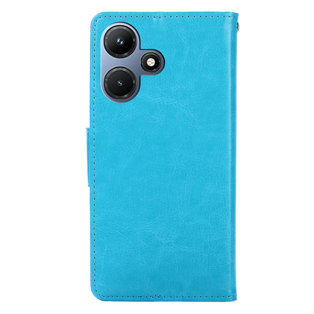 For Infinix Hot 30i Textured PU Leather Wallet Stand Case Anti-scratch Phone Cover