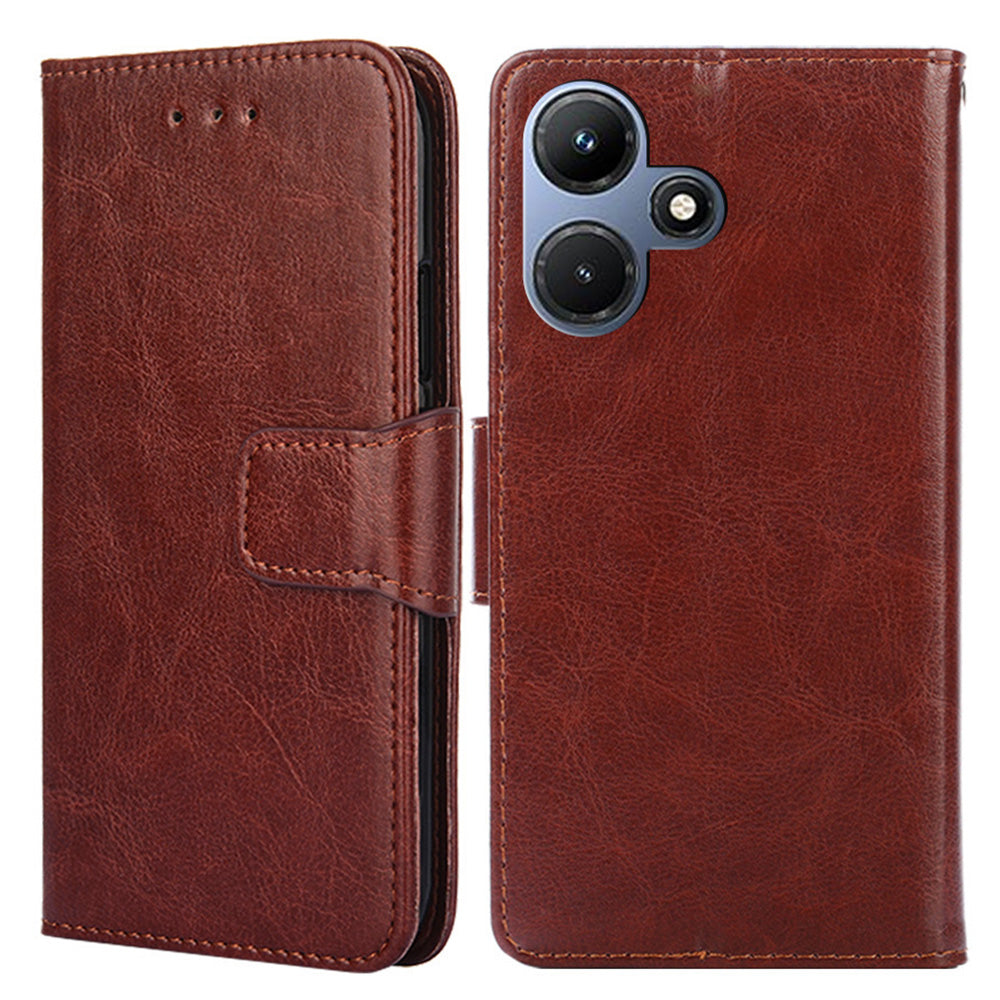 For Infinix Hot 30i Textured PU Leather Wallet Stand Case Anti-scratch Phone Cover