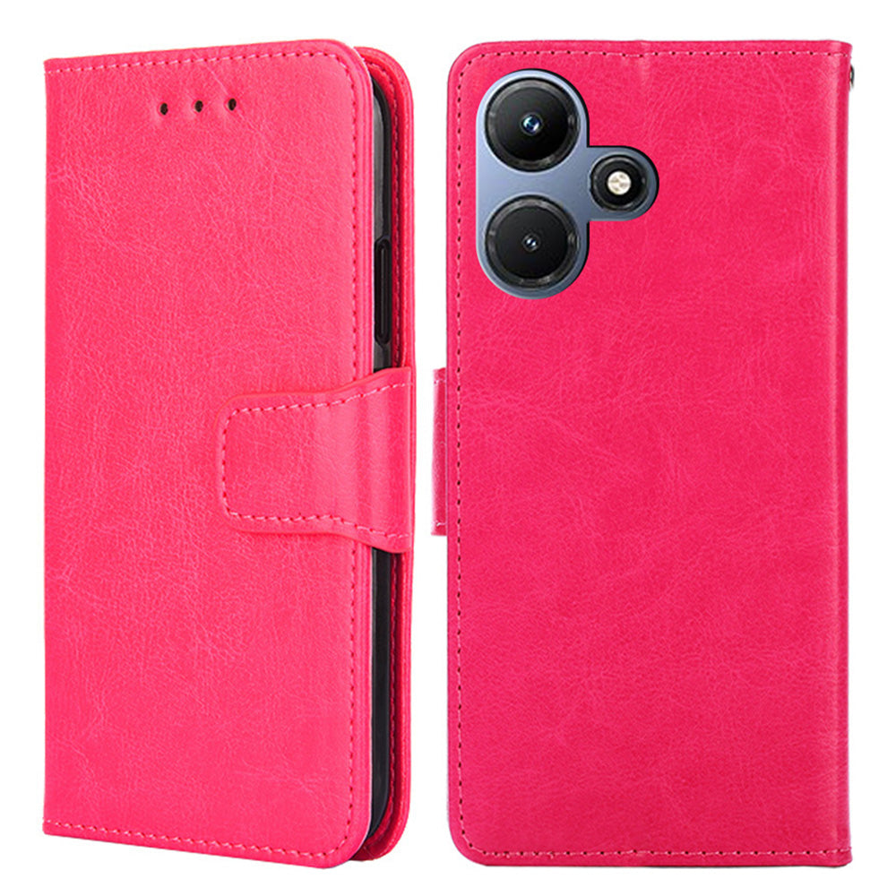 For Infinix Hot 30i Textured PU Leather Wallet Stand Case Anti-scratch Phone Cover