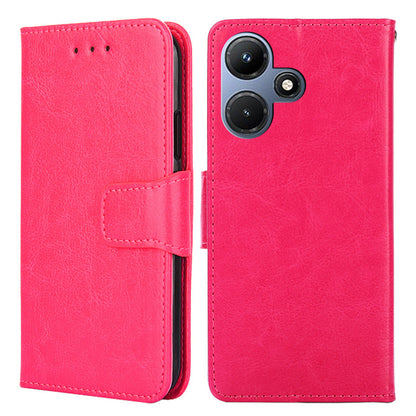 For Infinix Hot 30i Textured PU Leather Wallet Stand Case Anti-scratch Phone Cover