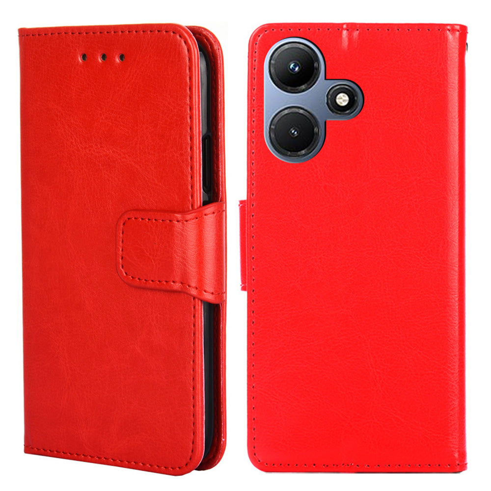 For Infinix Hot 30i Textured PU Leather Wallet Stand Case Anti-scratch Phone Cover