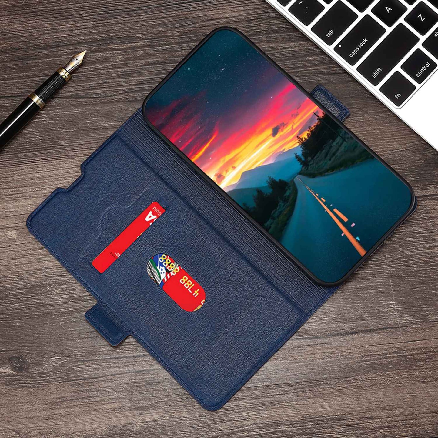 For Infinix Hot 30i PU Leather Viewing Stand Phone Cover Card Holder Shockproof Case