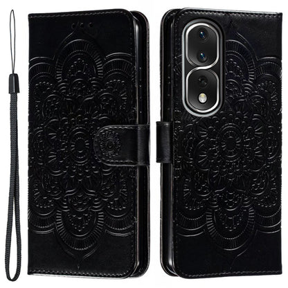 For Honor 80 Pro 5G PU Leather Wallet Stand Phone Cover Imprinting Mandala Flower Protective Case