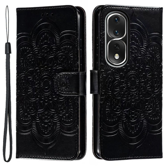 For Honor 80 Pro 5G PU Leather Wallet Stand Phone Cover Imprinting Mandala Flower Protective Case