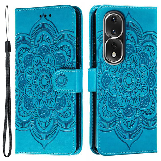For Honor 80 Pro 5G PU Leather Wallet Stand Phone Cover Imprinting Mandala Flower Protective Case