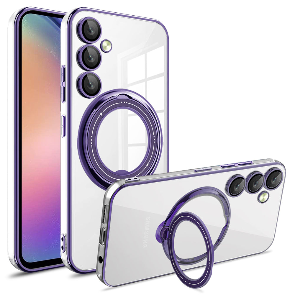 Phone Case for Samsung Galaxy A54 5G PC+TPU Rotation Kickstand Cover Compatible with MagSafe