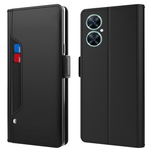 For Huawei Nova 11i Anti-scratch Card Holder Phone Cover PU Leather Stand Case Mirror Design Phone Shell