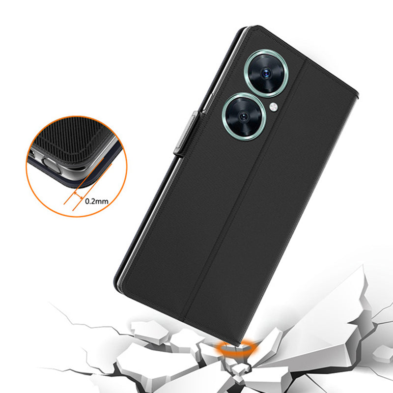 For Huawei Nova 11i Anti-scratch Card Holder Phone Cover PU Leather Stand Case Mirror Design Phone Shell
