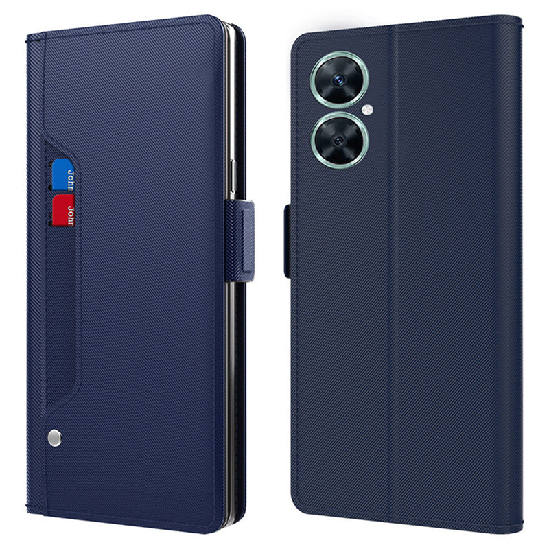 For Huawei Nova 11i Anti-scratch Card Holder Phone Cover PU Leather Stand Case Mirror Design Phone Shell