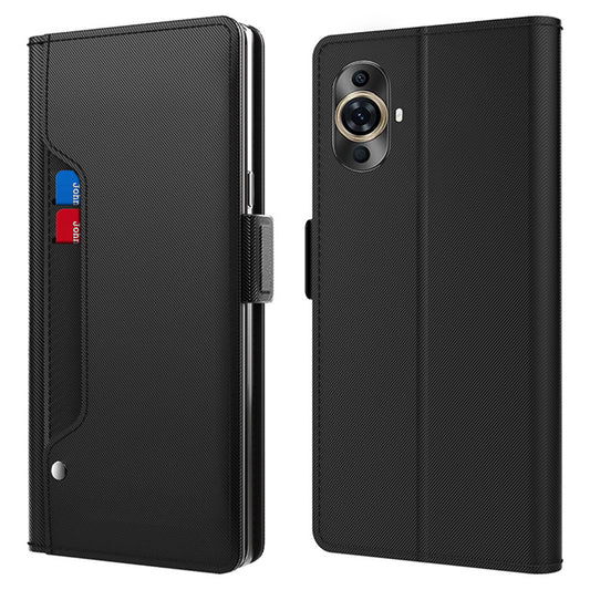 For Huawei nova 11 Pro / nova 11 Ultra TPU + PU Leather Stand Case Mirror Design Phone Cover with Card Holder