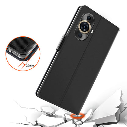 For Huawei nova 11 Pro / nova 11 Ultra TPU + PU Leather Stand Case Mirror Design Phone Cover with Card Holder