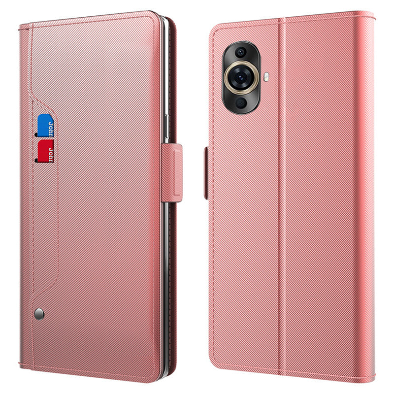 For Huawei nova 11 Pro / nova 11 Ultra TPU + PU Leather Stand Case Mirror Design Phone Cover with Card Holder