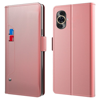 For Huawei nova 11 Pro / nova 11 Ultra TPU + PU Leather Stand Case Mirror Design Phone Cover with Card Holder