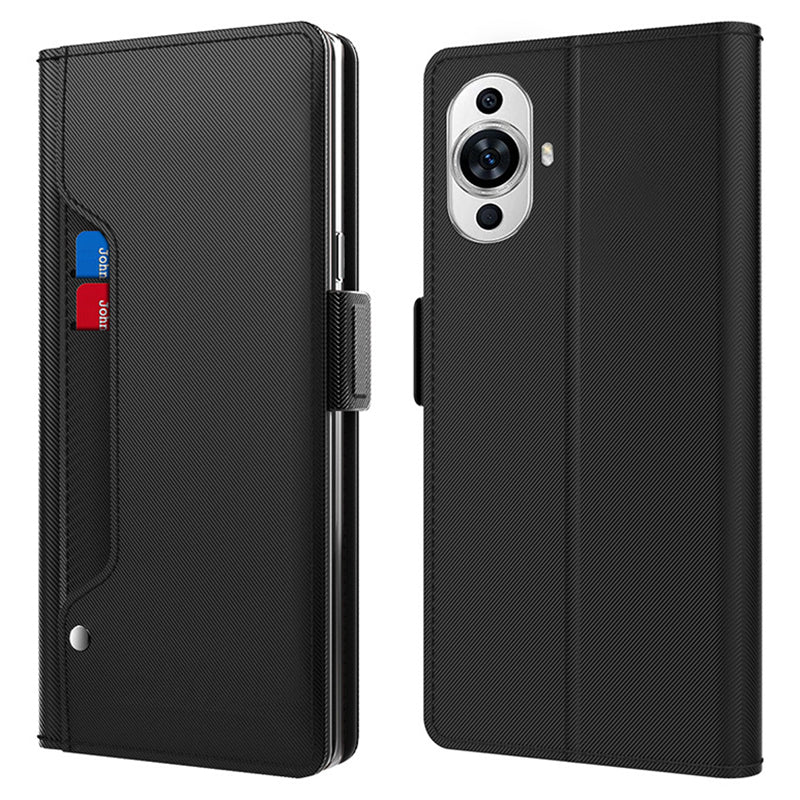 For Huawei nova 11 Anti-scratch Magnetic Phone Case Mirror Design Card Holder PU Leather Stand Phone Cover