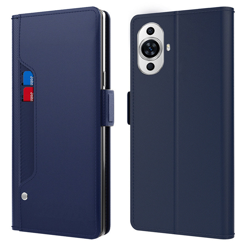 For Huawei nova 11 Anti-scratch Magnetic Phone Case Mirror Design Card Holder PU Leather Stand Phone Cover