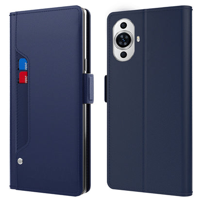 For Huawei nova 11 Anti-scratch Magnetic Phone Case Mirror Design Card Holder PU Leather Stand Phone Cover