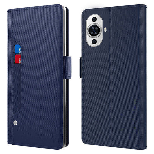 For Huawei nova 11 Anti-scratch Magnetic Phone Case Mirror Design Card Holder PU Leather Stand Phone Cover