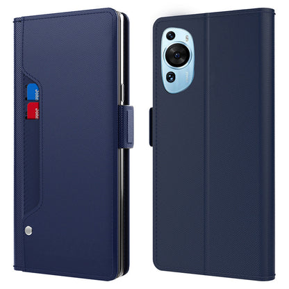 For Huawei P60 Art Makeup Mirror Leather Cell Phone Case Card Holder Cell Phone Stand Cover
