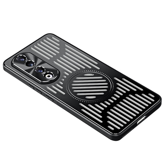 For Honor 90 Pro Hollow Heat Dissipation Phone Back Case Shell TPU+Aluminum Alloy Magnetic Cover